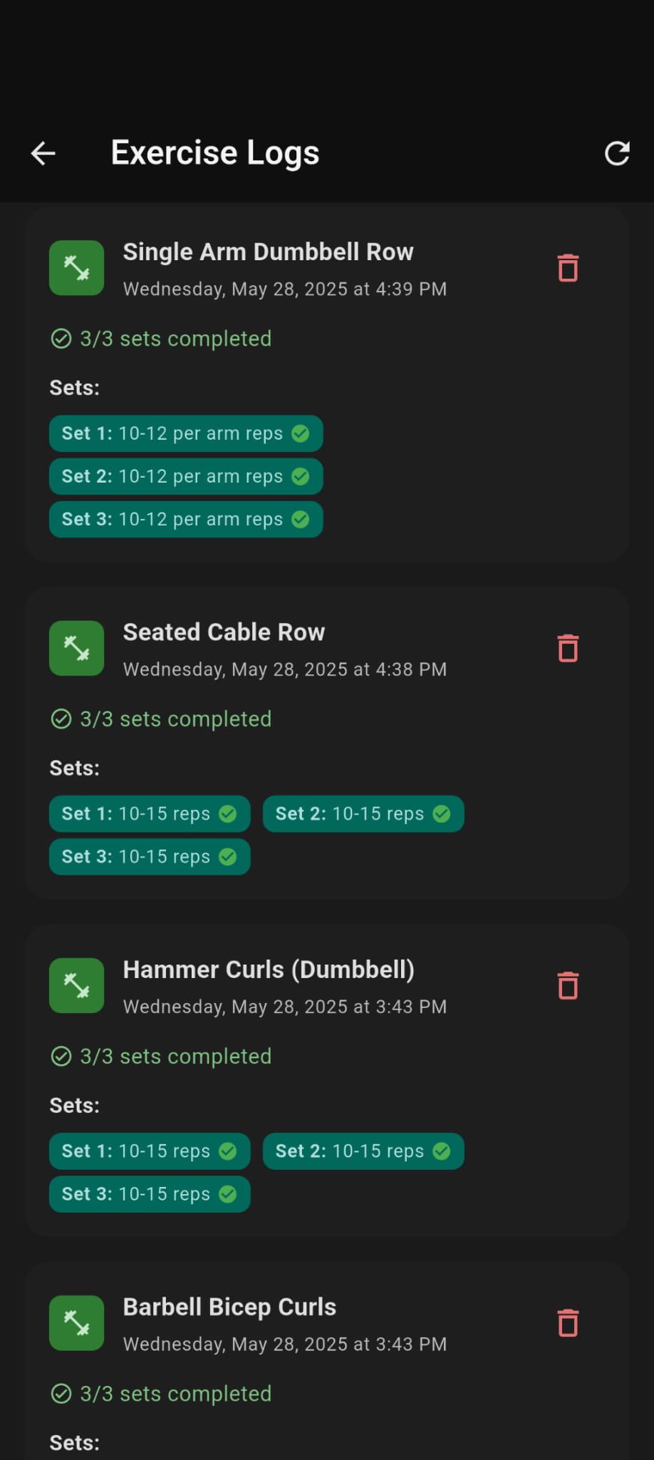 Exercise Logging